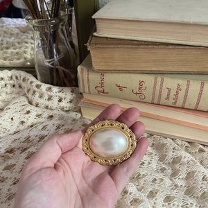Large Faux Pearl Brooch